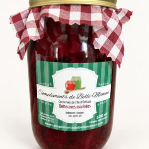 Pot de betteraves marinées Compliments de Belle-Maman 500 ml sur fond pâle