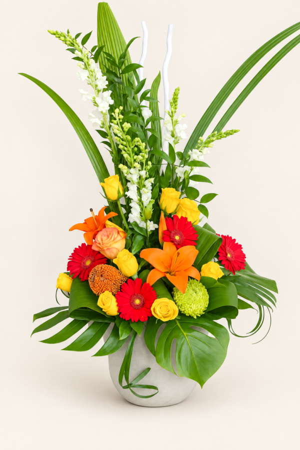 Corbeille de fleurs le super colorées sur fond ivoire