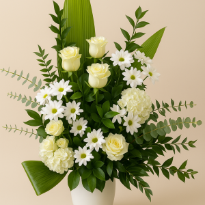 Corbeille de fleurs le splendide blanc et vert