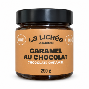 Pot de caramel La Lichée au chocolat 290 g sur fond blanc