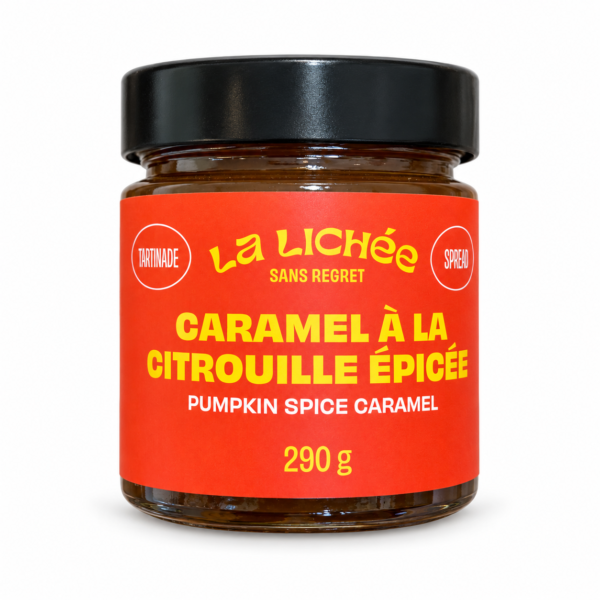 Pot de caramel La Lichée à la citrouille épicée 290 g sur fond blanc