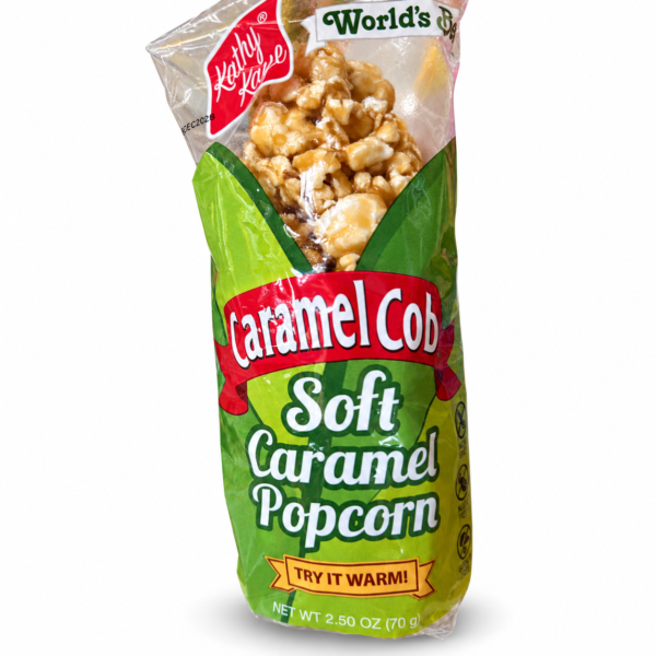 Caramel Cob Soft Caramel Popcorn 70 g sur fond blanc