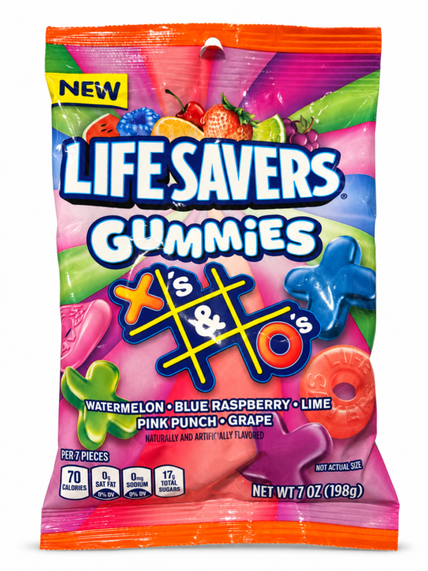 Sachet Life Savers Gummies X’s & O’s 198 g sur fond blanc