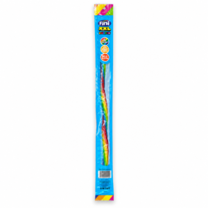Fini XXL Rainbow, emballage bleu complet sur fond blanc