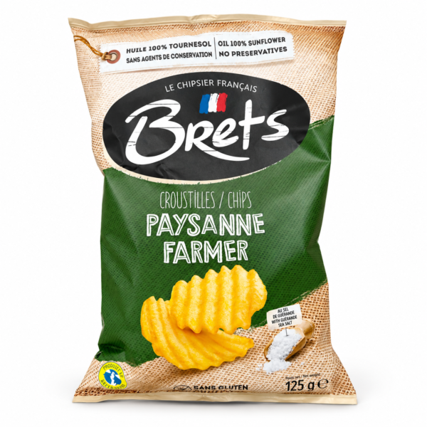 Brets Paysanne 125 g, sachet de croustilles sur fond blanc