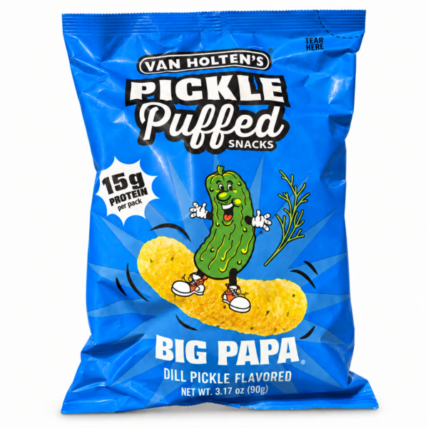 Sachet Van Holten’s Pickle Puffed Big Papa sur fond blanc