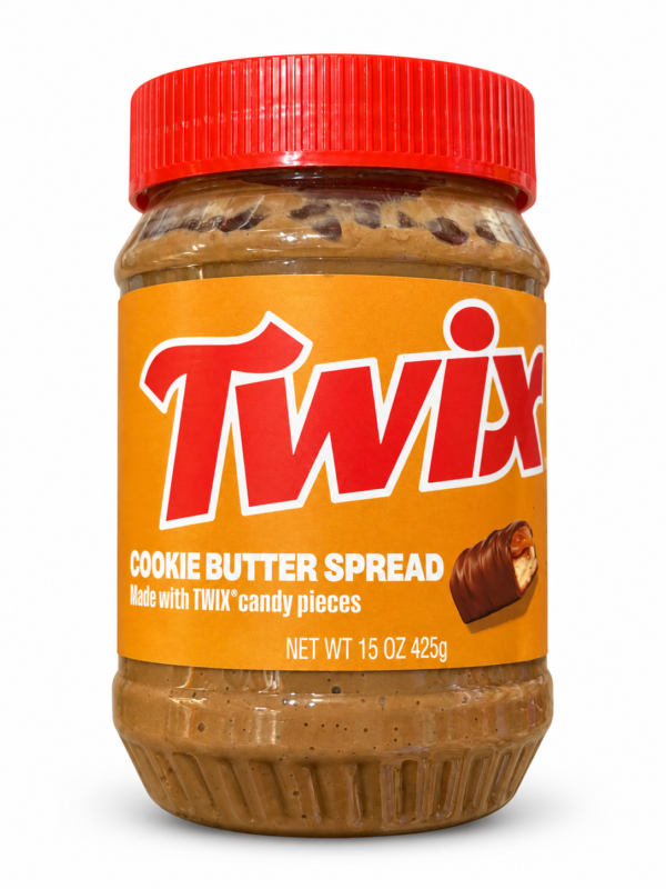 Pot de tartinade Twix 425 g sur fond blanc