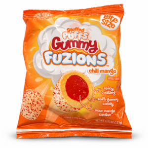 Sachet Stuffed Puffs Gummy Fuzions Chili Mango sur fond blanc