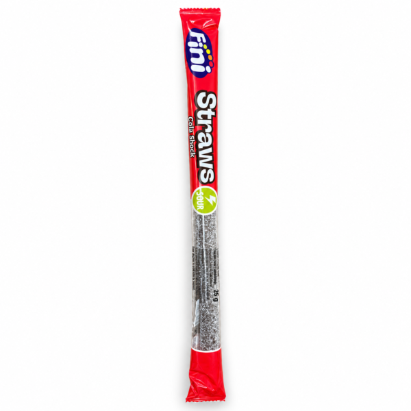 Fini paille à boire Cola sur fond blanc