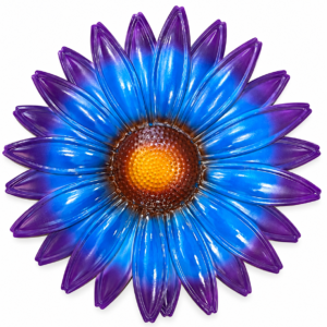 Fleur en  métal bleu et mauve